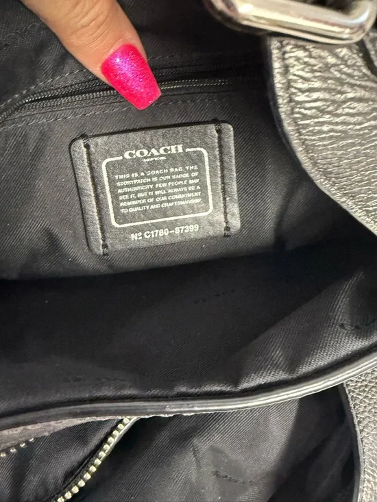 Coach Metallic Pewter Pebbled Leather Shoulder Bag - Picture 4 of 4